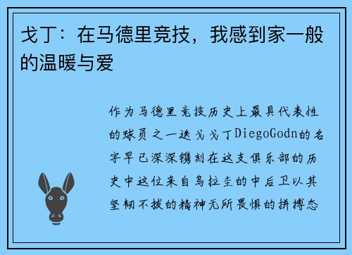 戈丁：在马德里竞技，我感到家一般的温暖与爱